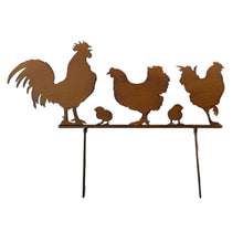 Load image into Gallery viewer, Chook Family Garden Stake 70.5x1x49.5cm