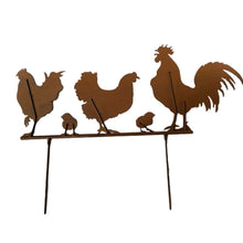 Load image into Gallery viewer, Chook Family Garden Stake 70.5x1x49.5cm