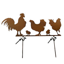 Load image into Gallery viewer, Chook Family Garden Stake 70.5x1x49.5cm