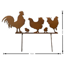 Load image into Gallery viewer, Chook Family Garden Stake 70.5x1x49.5cm