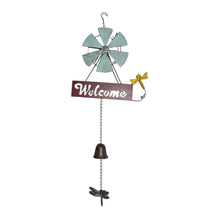 Load image into Gallery viewer, Hanging Welcome Windmill w/Bell + Dragonfies 31.5x6.5x88cm