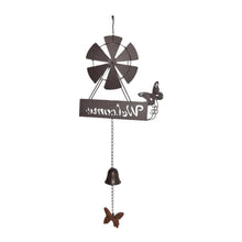 Load image into Gallery viewer, Hanging Welcome Windmill w/Bell + Dragonfies 31.5x6.5x88cm