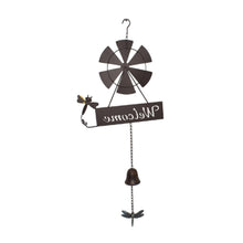 Load image into Gallery viewer, Hanging Welcome Windmill w/Bell + Dragonfies 31.5x6.5x88cm
