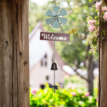 Load image into Gallery viewer, Hanging Welcome Windmill w/Bell + Dragonfies 31.5x6.5x88cm