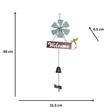Load image into Gallery viewer, Hanging Welcome Windmill w/Bell + Dragonfies 31.5x6.5x88cm