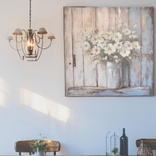 Load image into Gallery viewer, White Flowers Scene on Canvas - Textured Oil Painting Wall Art 56x3x56cm