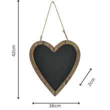 Load image into Gallery viewer, Wood-framed Hanging Heart Blackboard 36x2x42cm