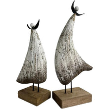 Load image into Gallery viewer, Set/2 Asst Size Handcrafted Contemporary Wooden Angels 11.5x5x24/10.5x5x20cm