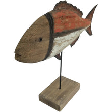 Load image into Gallery viewer, Handcrafted Red + Whitewash Fish on Base 30x6x23cm