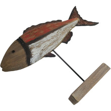 Load image into Gallery viewer, Handcrafted Red + Whitewash Fish on Base 30x6x23cm