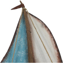 Load image into Gallery viewer, Handcrafted Sailboat w/Blue + Whitewash 26x6.5x35cm