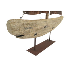 Load image into Gallery viewer, Handcrafted Timber + Rust Metal Sailboat 47x8.5x70cm