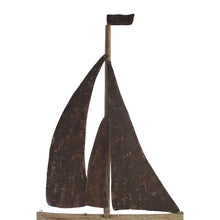 Load image into Gallery viewer, Handcrafted Timber + Rust Metal Sailboat 47x8.5x70cm
