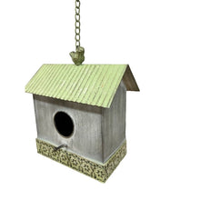 Load image into Gallery viewer, Galvanised + Green Detail Hanging Birdhouse 21.5x14x21.-62cm