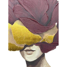 Load image into Gallery viewer, Woman with Red & Gold Floral Headpiece Arch Wall Art 82.6*122.6