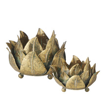 Load image into Gallery viewer, Distressed Gold Flower Candle Holder16*16*11