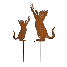 Load image into Gallery viewer, Rust Cat+Kitten Garden Stake 31x2.5x43cm