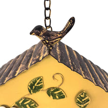 Load image into Gallery viewer, Hanging Yellow Distressed Birdhouse on chain 20x8x20-60cm (2)
