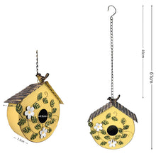 Load image into Gallery viewer, Hanging Yellow Distressed Birdhouse on chain 20x8x20-60cm (2)