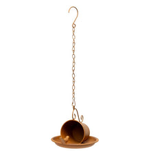 Load image into Gallery viewer, Rust-Look Hanging Cup + Saucer Birdfeeder 21x16x45cm