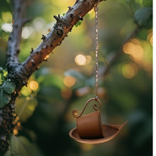 Load image into Gallery viewer, Rust-Look Hanging Cup + Saucer Birdfeeder 21x16x45cm