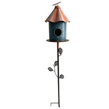 Load image into Gallery viewer, Birdhouse w/Perched Bird on Leafy Garden Stake 18.5x18.5x108cm