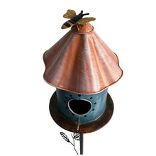Load image into Gallery viewer, Birdhouse w/Perched Bird on Leafy Garden Stake 18.5x18.5x108cm