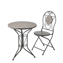 Load image into Gallery viewer, Black Mosaic Bistro Table x 2 Chairs Set