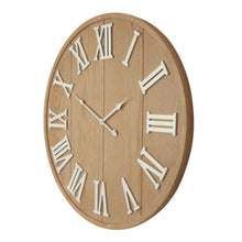 Load image into Gallery viewer, 60cm Woodgrain Clock w White Roman Numerals 60x3cm