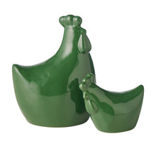 Load image into Gallery viewer, S/2 Green Bold Chickens 14x10x18/11.5x6x9.5cm