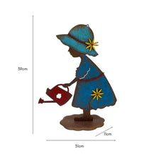 Load image into Gallery viewer, Colourful Girl w/Watering Can Garden Statue 31x11x39cm