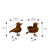 Load image into Gallery viewer, Set/2 Asst Rust Decorative Birds 19x8x17/18.5x9x17cm
