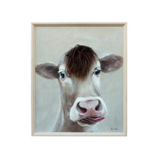 Load image into Gallery viewer, Cow w/Attitude + Artificial Hair Framed Canvas Wall Art 50x60cm