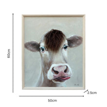 Load image into Gallery viewer, Cow w/Attitude + Artificial Hair Framed Canvas Wall Art 50x60cm