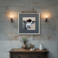 Load image into Gallery viewer, Curious Cow w/Artificial Hair Framed Canvas Wall Art 60x60cm