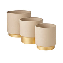 Load image into Gallery viewer, S/3 Taupe/Gold Metal Planters 22x17.3/18x17.3/15x15cm