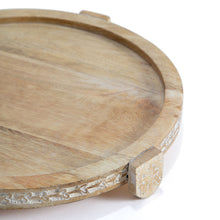 Load image into Gallery viewer, Handcrafted Mango Wood Round Footed Cake Stand 30x3.5cm