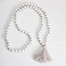 Load image into Gallery viewer, 120cm XL White Mango Wood Bead Garland w/Tassle 120x2.5cm