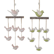 Load image into Gallery viewer, Set/2 Asst Pastel & Rustic Birds Mobiles 14.5x2.5x42cm