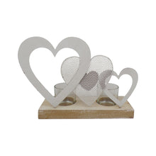 Load image into Gallery viewer, Triple Hearts w/2 Tealight Candleholders on Base 25.5x17.5x7.5cm