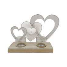 Load image into Gallery viewer, Triple Hearts w/2 Tealight Candleholders on Base 25.5x17.5x7.5cm