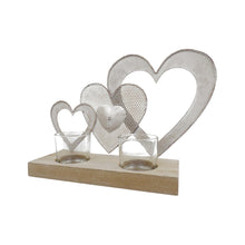 Load image into Gallery viewer, Triple Hearts w/2 Tealight Candleholders on Base 25.5x17.5x7.5cm