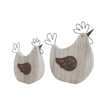 Load image into Gallery viewer, Set/2 Mum & Child French Country Chooks 17x3.5x16.5/12.5x3.3x12.5cm