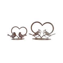 Load image into Gallery viewer, Set/2 Asst Size Rust Lovebirds w/Heart on Base 20x5x13/15x4.5x9.5cm