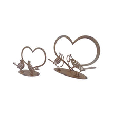 Load image into Gallery viewer, Set/2 Asst Size Rust Lovebirds w/Heart on Base 20x5x13/15x4.5x9.5cm