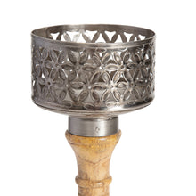 Load image into Gallery viewer, Handcrafted Punched Flower Pillar Candleholder 12x35cm