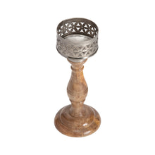 Load image into Gallery viewer, Handcrafted Punched Flower Pillar Candleholder 11x26cm