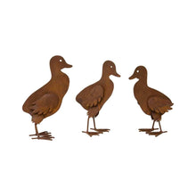 Load image into Gallery viewer, Set/3 Asst Rust Baby Ducks 13x8x22/15x8x21/14x9x20cm