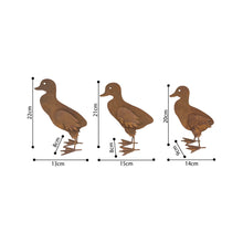 Load image into Gallery viewer, Set/3 Asst Rust Baby Ducks 13x8x22/15x8x21/14x9x20cm