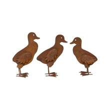 Load image into Gallery viewer, Set/3 Asst Rust Baby Ducks 13x8x22/15x8x21/14x9x20cm